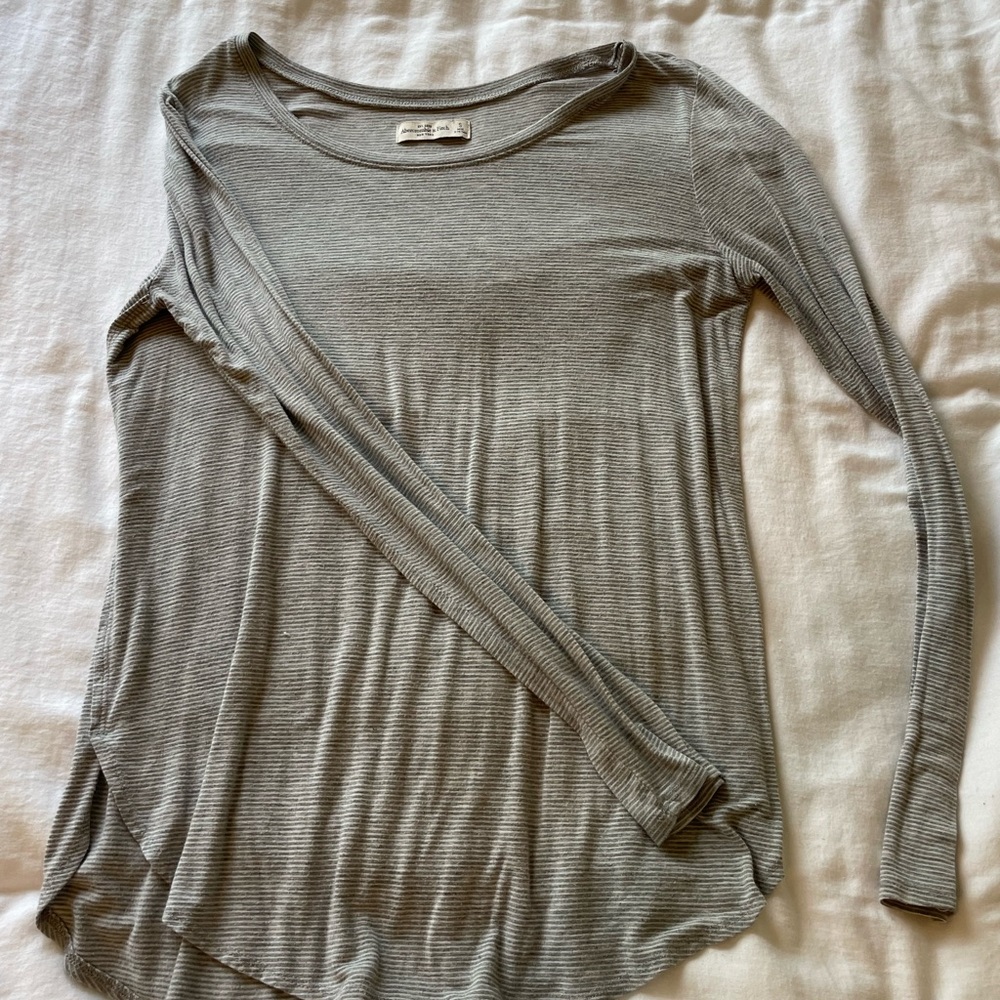 Abercrombie Soft Grey Stripe Long Sleeve